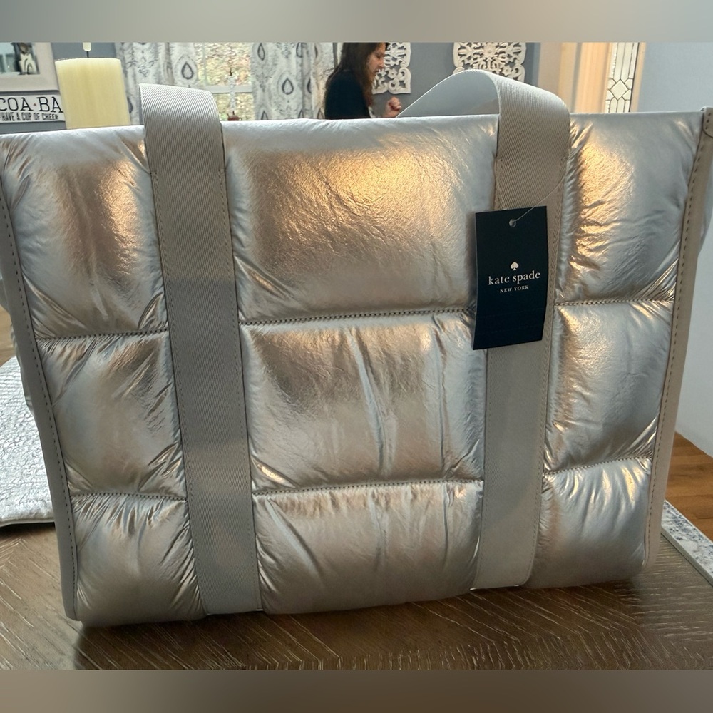Kate Spade Metallic Silver Tote (BRAND NEW)!!